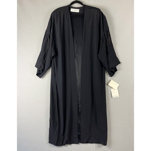 Vintage Mary Ann Restivo Kimono Duster Womens Large Black Tassel Union Made NWT - Picture 1 of 16